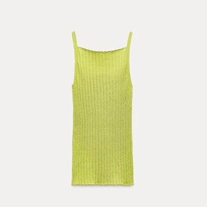 Zara Bright Green Ribbed Knit Top
